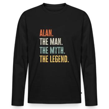 Alan, Mann Mythos Legende, lustiger bester Name Alan - Männer Premium Bio Langarmshirt - Schwarz - Vorne - Nico (187cm)