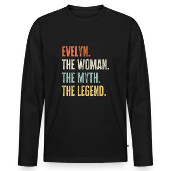 Evelyn, Frauenmythos-Legende, lustiger bester Name Evelyn - Männer Premium Bio Langarmshirt - Schwarz - Vorne - Nico (187cm)