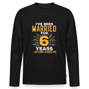 6. Hochzeitstag Lustige Paare Ehegeschenk - Männer Premium Bio Langarmshirt - Schwarz - Vorne - Nico (187cm)