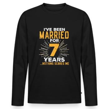 7th Wedding Anniversary Funny Couples Married Gift - Men's Premium Organic Long Sleeve Shirt - black - Front - Nico (187cm)