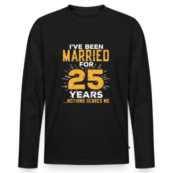 25. Hochzeitstag Lustige Paare verheiratet - Männer Premium Bio Langarmshirt - Schwarz - Vorne - Nico (187cm)