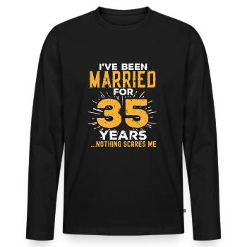 35. Hochzeitstag Lustige Paare verheiratet - Männer Premium Bio Langarmshirt - Schwarz - Vorne - Nico (187cm)