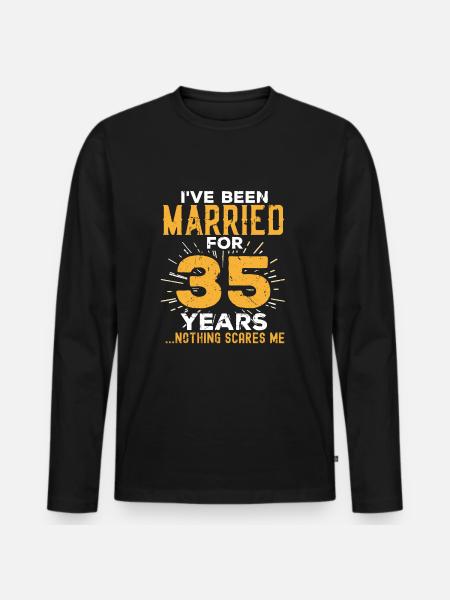 35-års bryllupsdag Sjove par gift - Premium økologisk langærmet T-shirt til mænd - sort