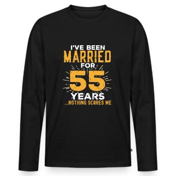 55. Hochzeitstag Lustige Paare verheiratet - Männer Premium Bio Langarmshirt - Schwarz - Vorne - Nico (187cm)
