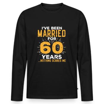 60. Hochzeitstag Lustige Paare verheiratet - Männer Premium Bio Langarmshirt - Schwarz - Vorne - Nico (187cm)
