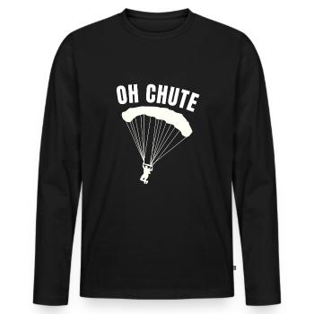 Oh Chute Lustiger Fallschirmsprunglehrer Fallschirm - Männer Premium Bio Langarmshirt - Schwarz - Vorne - Nico (187cm)