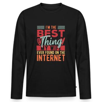 La meilleure chose que ma femme a trouvée - Couple marié - T-shirt manches longues Premium bio Homme - noir - Devant - Nico (187cm)