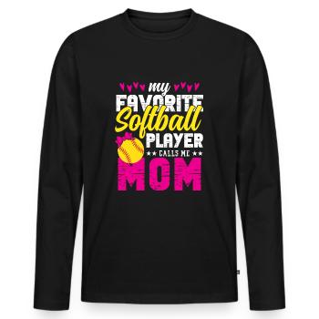 Lustige Softball Mutter Tochter Übung Stolze Eltern - Männer Premium Bio Langarmshirt - Schwarz - Vorne - Nico (187cm)