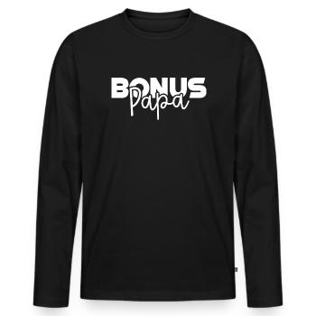 Bonus Papa - Männer Premium Bio Langarmshirt - Schwarz - Vorne - Nico (187cm)