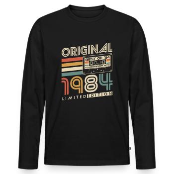 1984 Vintage Born Vintage Rétro Anniversaire - T-shirt manches longues Premium bio Homme - noir - Devant - Nico (187cm)