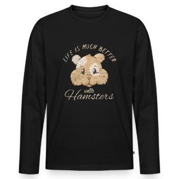 Hamster - Männer Premium Bio Langarmshirt - Schwarz - Vorne - Nico (187cm)
