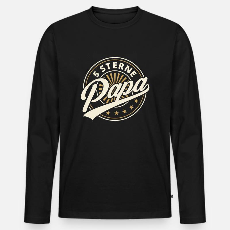 Papa - 5 Sterne Papa - Männer Premium Bio Langarmshirt - Schwarz