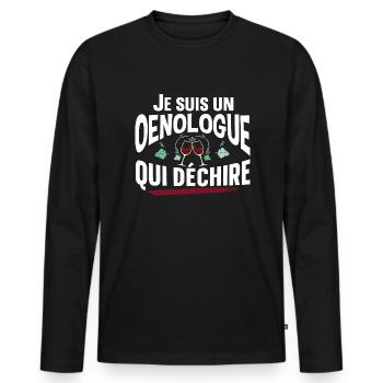 Œnologue œnologie Viticulteur Vin Alcool Cadeau - T-shirt manches longues Premium bio Homme - noir - Devant - Nico (187cm)