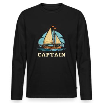 Capitaine Voilier - T-shirt manches longues Premium bio Homme - noir - Devant - Nico (187cm)