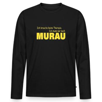 Therapie MURAU - Männer Premium Bio Langarmshirt - Schwarz - Vorne - Nico (187cm)