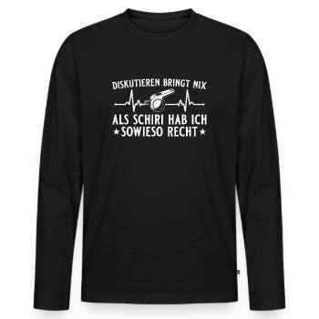 Schiri Diskutieren bringt nichts - Schiedsrichter - Männer Premium Bio Langarmshirt - Schwarz - Vorne - Nico (187cm)