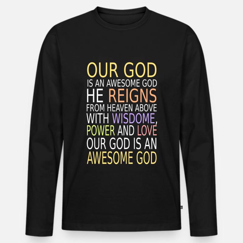 Awesome God - Männer Premium Bio Langarmshirt - Schwarz