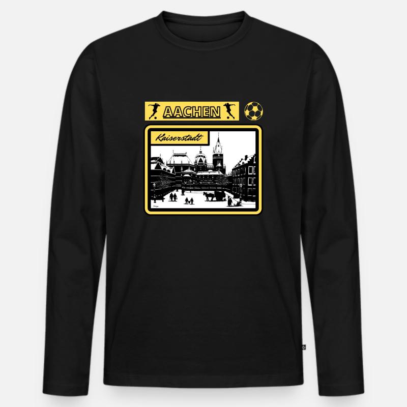 Aachen Kaiserstadt Nostalgie Fan Ölbilddesign - Männer Premium Bio Langarmshirt - Schwarz