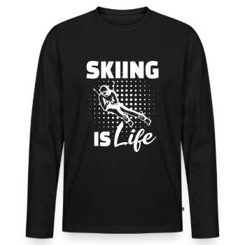 Ski shirt spruch - skiing is life - Männer Premium Bio Langarmshirt - Schwarz - Vorne - Nico (187cm)