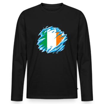 Irland Flagge Vintage Irische Fahne Dublin - Männer Premium Bio Langarmshirt - Schwarz - Vorne - Nico (187cm)