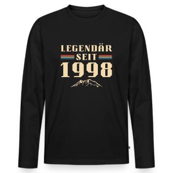 Retro Vintage Berge Jahrgang 1998 Geburtstag - Männer Premium Bio Langarmshirt - Schwarz - Vorne - Nico (187cm)