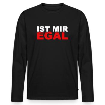 Ist mir egal - Männer Premium Bio Langarmshirt - Schwarz - Vorne - Nico (187cm)