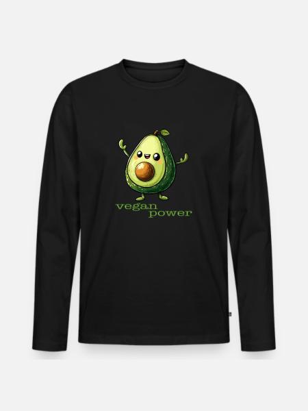 Vegan Power - Avocado - Men's Premium Organic Long Sleeve Shirt - black