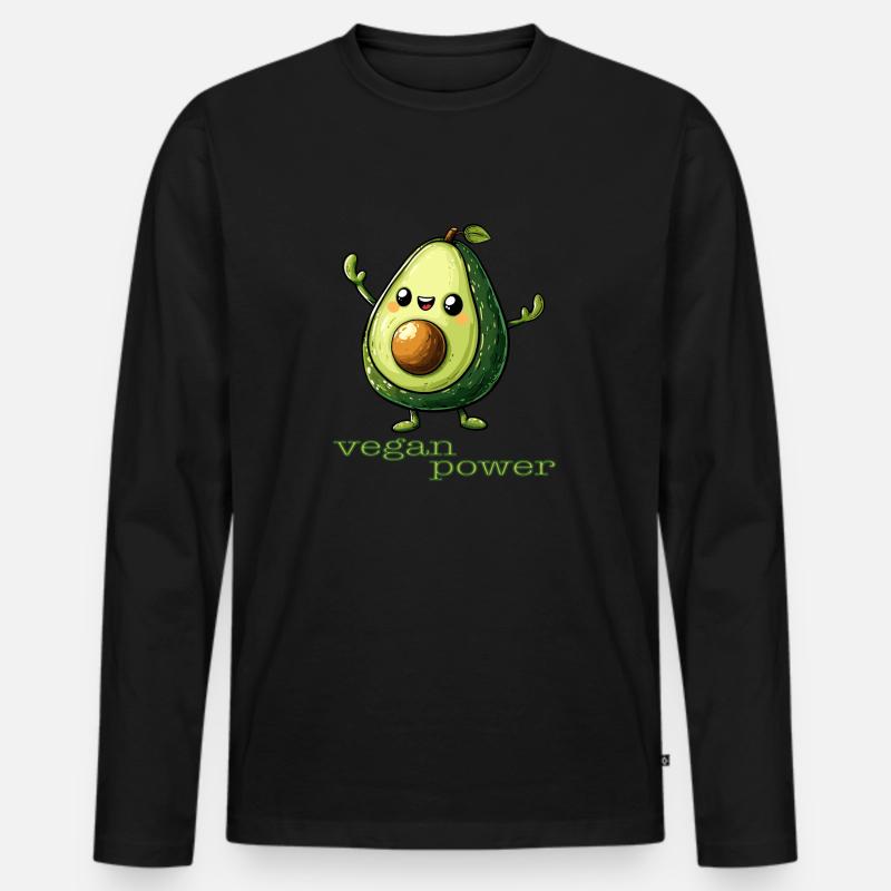 vegan power - avocado - Männer Premium Bio Langarmshirt - Schwarz