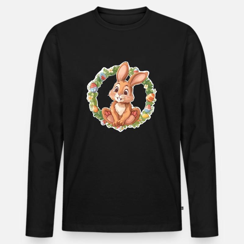 Frohe Ostern illustration - Männer Premium Bio Langarmshirt - Schwarz