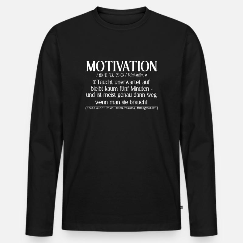 Motivation Definition Fun - Männer Premium Bio Langarmshirt - Schwarz