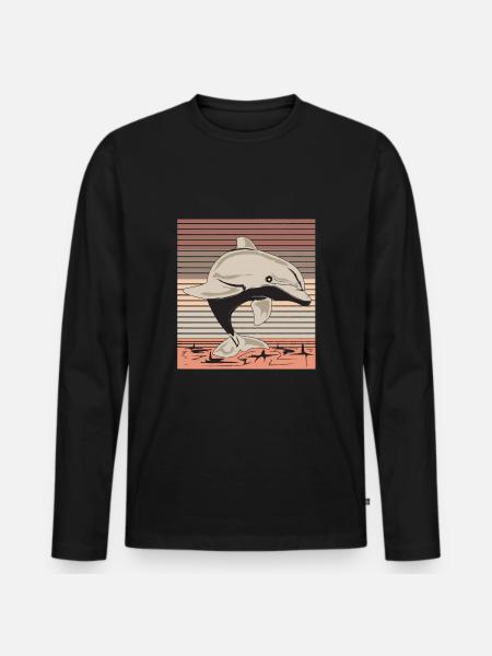 Delfin - Männer Premium Bio Langarmshirt - Schwarz