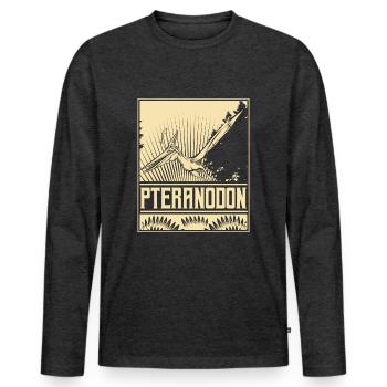 Pteranodon ptérodactyle volant dino dinosaure - T-shirt manches longues Premium bio Homme - anthracite chiné - Devant - Nico (187cm)