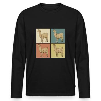 Alpaka - Männer Premium Bio Langarmshirt - Schwarz - Vorne - Nico (187cm)