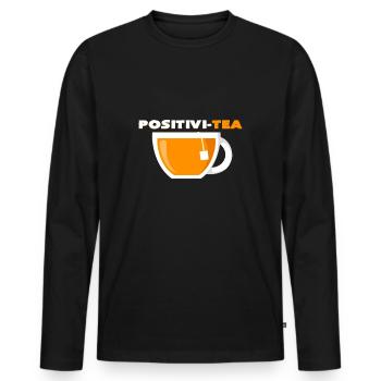 Tee - Männer Premium Bio Langarmshirt - Schwarz - Vorne - Nico (187cm)