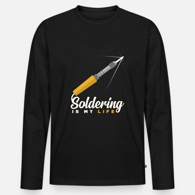 Löten - Männer Premium Bio Langarmshirt - Schwarz