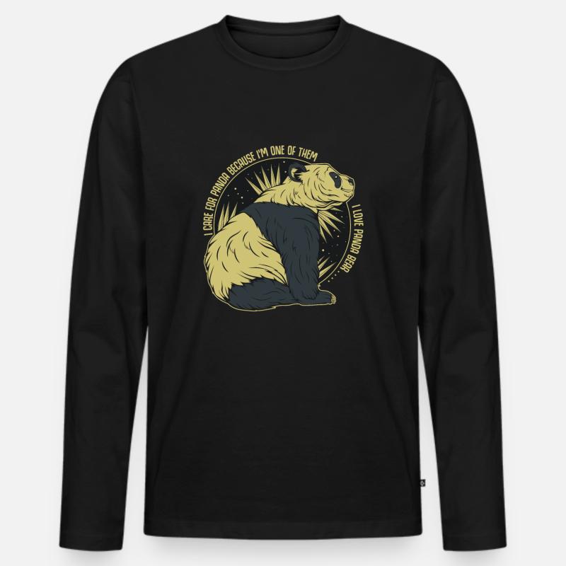 Panda - Männer Premium Bio Langarmshirt - Schwarz