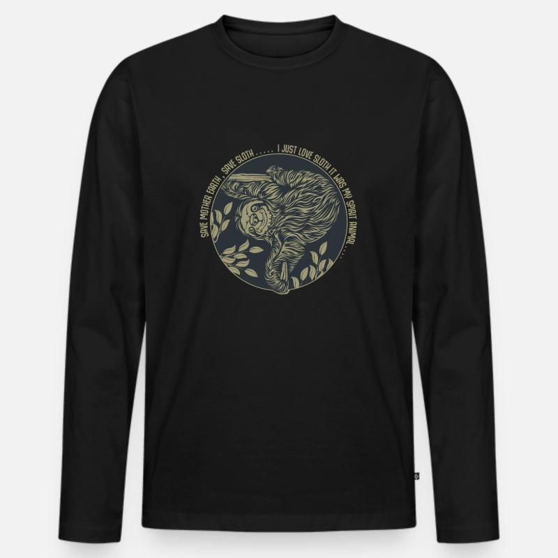 Faultier - Männer Premium Bio Langarmshirt - Schwarz