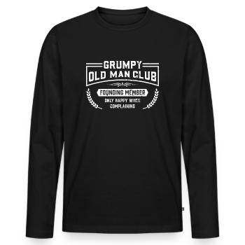 Grumpy Old Man Club Founding Member - Grandpa Father - Men's Premium Organic Long Sleeve Shirt - black - Front - Nico (187cm)
