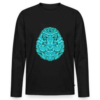 Gehirn blau - Männer Premium Bio Langarmshirt - Schwarz - Vorne - Nico (187cm)