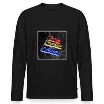 HOUSE MUSIC NATION - Männer Premium Bio Langarmshirt - Schwarz - Vorne - Nico (187cm)