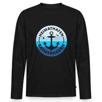 Bremerhaven - Heimathafen Bremerhaven Geschenkidee - Männer Premium Bio Langarmshirt - Schwarz - Vorne - Nico (187cm)