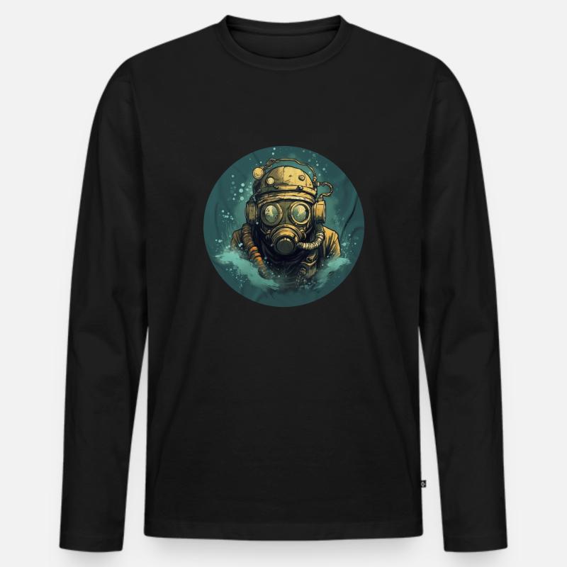 Taucher - Männer Premium Bio Langarmshirt - Schwarz