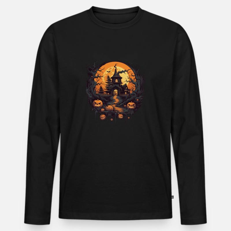 Halloween - Männer Premium Bio Langarmshirt - Schwarz