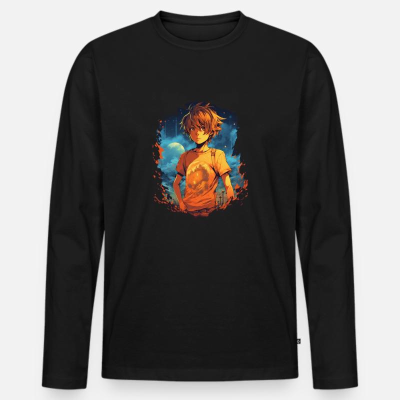 Anime Boy - Männer Premium Bio Langarmshirt - Schwarz