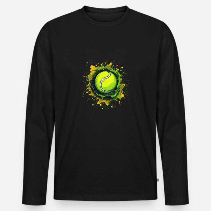 Tennis ball - Männer Premium Bio Langarmshirt - Schwarz