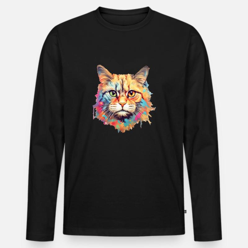Katze - Männer Premium Bio Langarmshirt - Schwarz