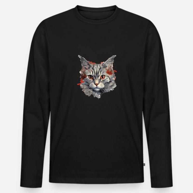Katze - Männer Premium Bio Langarmshirt - Schwarz
