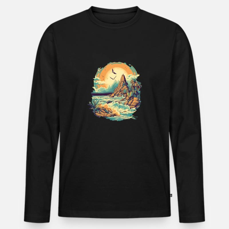 Strand - Männer Premium Bio Langarmshirt - Schwarz