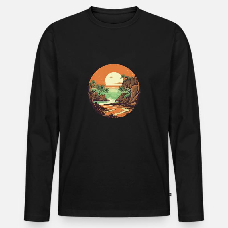 Strand - Männer Premium Bio Langarmshirt - Schwarz