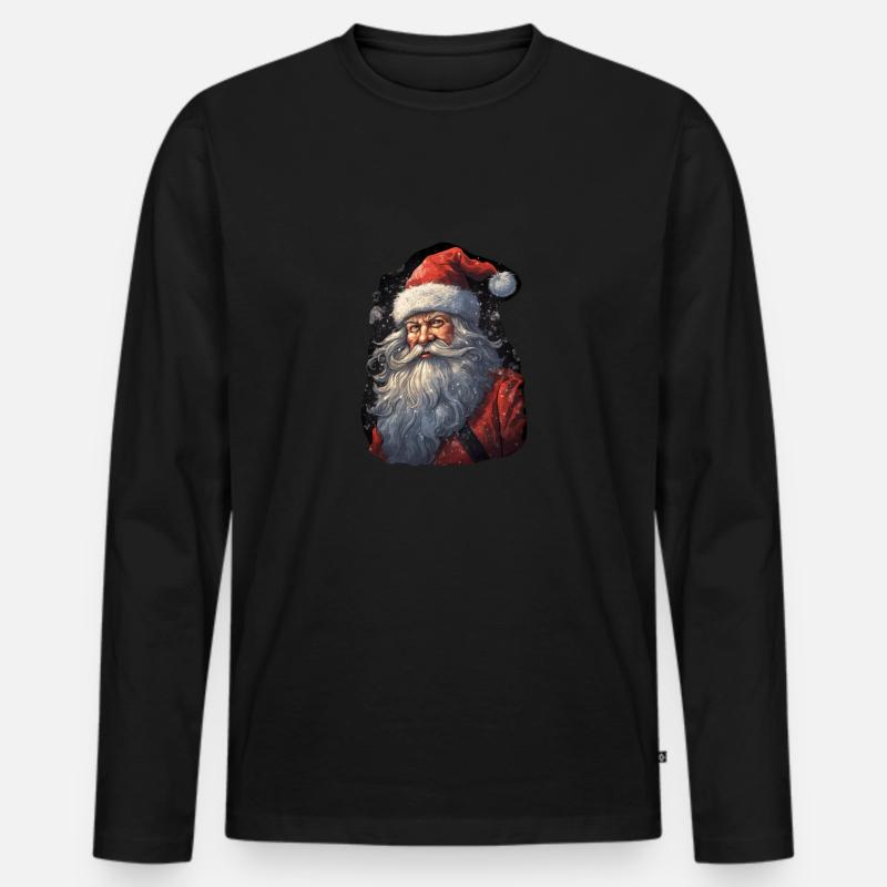 Weihnachtsmann - Männer Premium Bio Langarmshirt - Schwarz